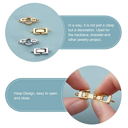 SUPERFINDINGS 8 Sets 2 Styles Brass Zirconia Fold Over Clasps 2 Colors Jewelry Clasp Closure End Caps Necklace Bracelet Extenders - Image 3