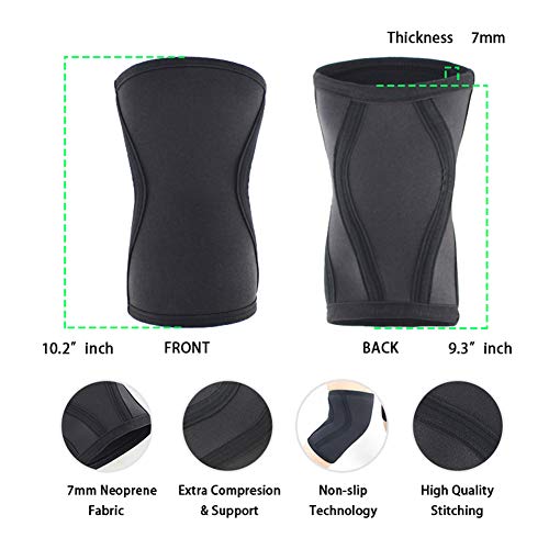 Ailike Heavy Duty 7Mm Neoprene Knee Sleeves Compression Knee Brace Support For Weightlifting Powerlifting Squatting Crossfit Training Fitness (Black, L - For 14"-15" Patella Circumference) #TOP3