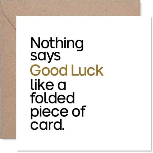 Carte bonne chance typographie moderne noir or blanc