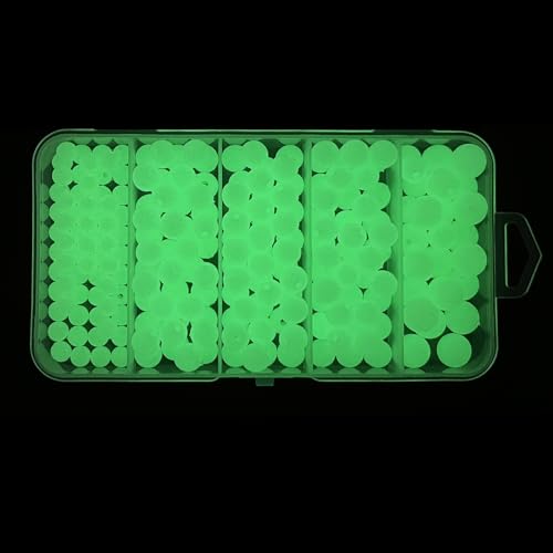 CWSDXM Fishing Beads Assortment, Glowing Fishing Lure Beads Behind Brass Sinker/Weight Mixsize Fishing Beads Round Kit for All Sort Fishing Rigs