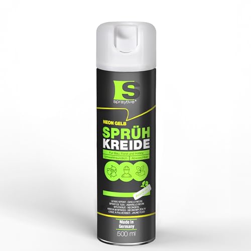 Spraytive 1 gesso spray da 500 ml, colore giallo fluo lavabile, spray per pavimenti, spray temporaneo per asfalto, erba, calcestruzzo