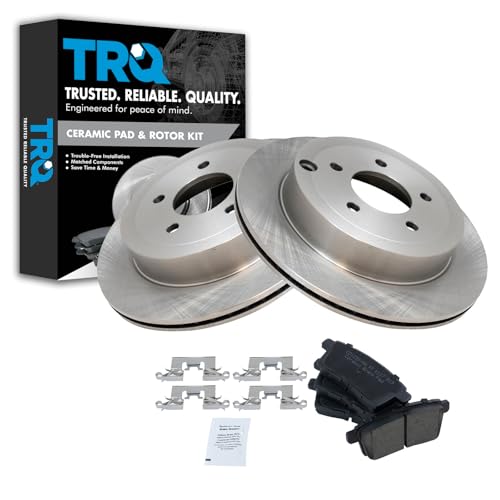 Image of TRQ Rear Brake Pad and Rotor Set Ceramic Vented Rotors