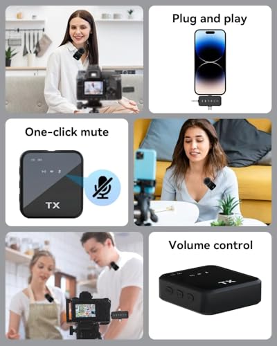 Image of F11-2 Wireless Lavalier Microphone 3-in-1 Type C & Lightning Noise Cancelling Collar Mic for Video Recording, Vlogging, YouTube, Live Streaming, Online Teaching & Interviews