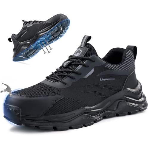 Image of Steel Toe Shoes for Men, Lightweight Safety Work Shoes, Breathable Puncture-Resistant Work Shoes for Warehouse, Factory and Light Construction