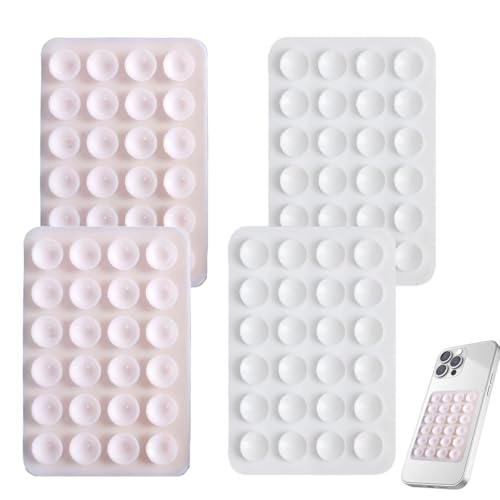 Octobuddy 4 Pack Silicone Suction Phone Case Mount Sticky Phone Grip Suction Holder for Wall Multipurpose Grip Holder for Wall (White Light Pink)