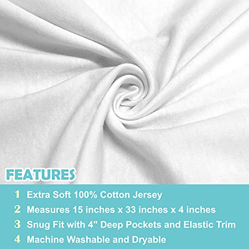 Image of TL Care 100% Natural Breathable Cotton Jersey Knit Fitted Bassinet Sheet, White, 15 inch x 33 inch, Soft Breathable, for Boys and Girls (Pack of 2)