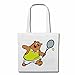 Reifen-Markt Tasche Umhängetasche BÄR BEIM TENNIS SPIELEN MIT TENNISSCHLÄGER EISBÄR BRAUNBÄR TEDDYBÄR BÄR BÄREN Einkaufstasche Schulbeutel Turnbeutel in Weiß