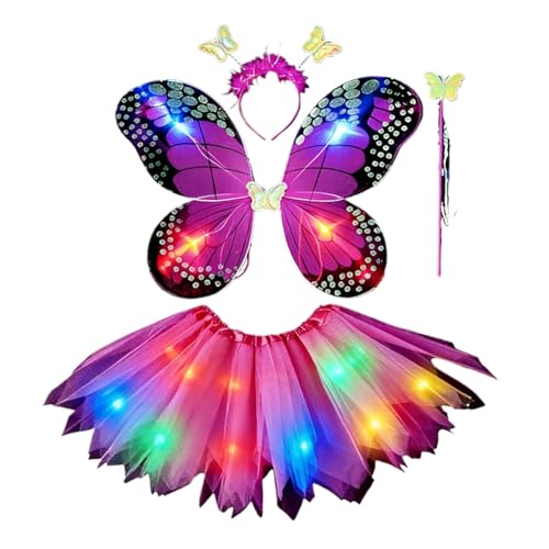 Bastwahl Deguisement Papillon Enfant,Deguisement Princesse Fille,déguisement Fille Carnaval Enfant,Licorne,Ailes de fée,Costume Carnaval,Tutu,Tutu Rose