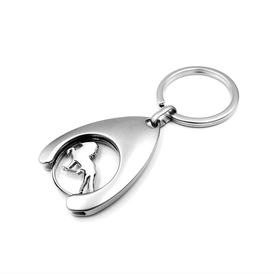 JA Horse Schlüsselanhänger mit Einkaufswagenchip Einkaufswagenlöser Einkaufswagen Einkaufschip chip Tool Pferd reiten Metall Wassertropfenform Silber (Islandpferd silber)