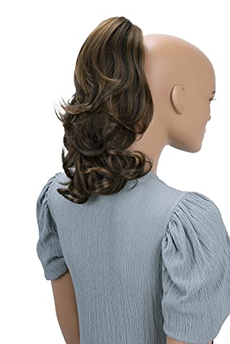 Caisha By Prettyshop 14" Wavy Clip On Ponytail With Butterfly Clip Hairpiece Heat-Resistant Synthetic Fibres Brown Mix H90 #TOP2