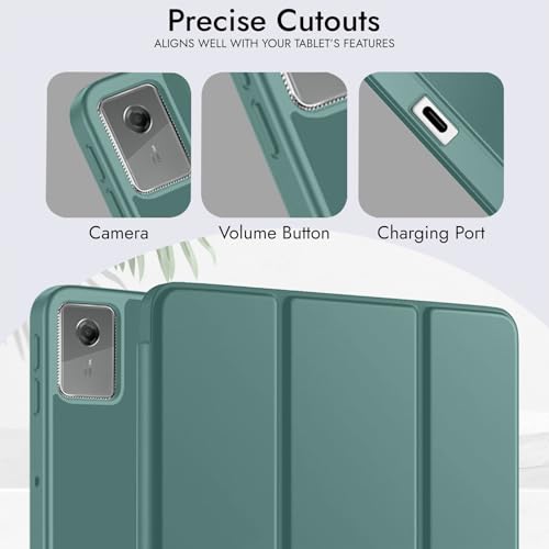 Image of Robustrion Cover for Lenovo Idea Tab Plus 12.1 inch Cover Case with [Pencil Holder], Trifold Cover Case for Lenovo Idea Tab Plus Tablet Cover [Auto Sleep Wake Support] - Dark Green