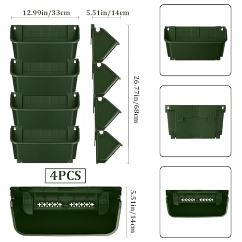 Jardinière verticale plastique empilable 4 pièces NIDONE pot mural 350ML - 5