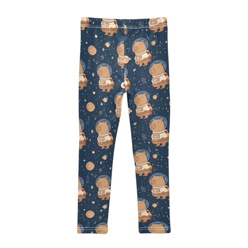 Astronaut Capybara Girls Leggings Soft Stretch Workout Yoga Dance Pants for Kids Casual Tights2