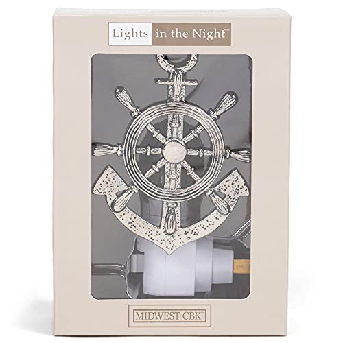 Midwest-Cbk Captains Ships Wheel And Anchor Electric 7 Watt Night Light Replaceable Bulb #TOP5