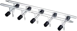 Kemtech America M141005 Synthware Vacuum/Inert Gas Manifold, Double, Ports 5, 550 mm Width, Valve Size 0-4mm, Front-Right and Rear-Left Hose Connection