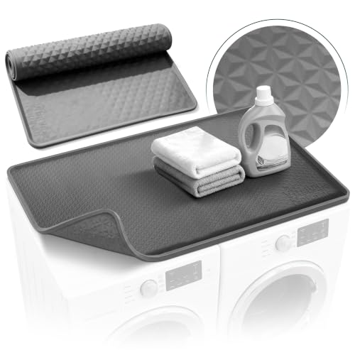 Washer Dryer Topper Flexible Silicone Mat 54 x 27.5 Non-Rigid Design (Not Wood or Solid Board) Large Non-Slip Waterproof Top Protector for Washer & Dryer Anti-Scratch Laundry Machine Cover