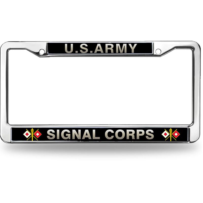 Image of US Army License Plate Frame for Religious People US Army Signal Corps Rattle-Proof Signal Corps Pride License Plate Frame Creative Gift