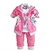 Yao 6M-3Jahre Baby Mädchen Kleidung Set 3 Stück Langärmliges T-Shirt Hoodie Jacke und Hose(heißes Rosa,6-12Monate)