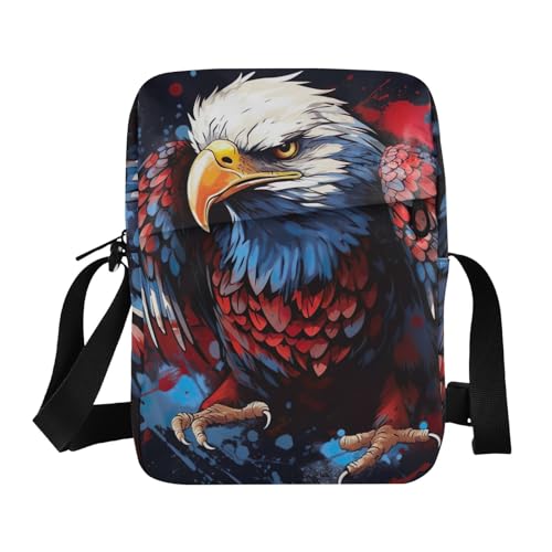 Crossbody Bag Bald Eagle 4th Of July Independence Messenger Bag for Women Men Purse Shoulder Bag Satchel Bag with Adjustable Strap 214B0708