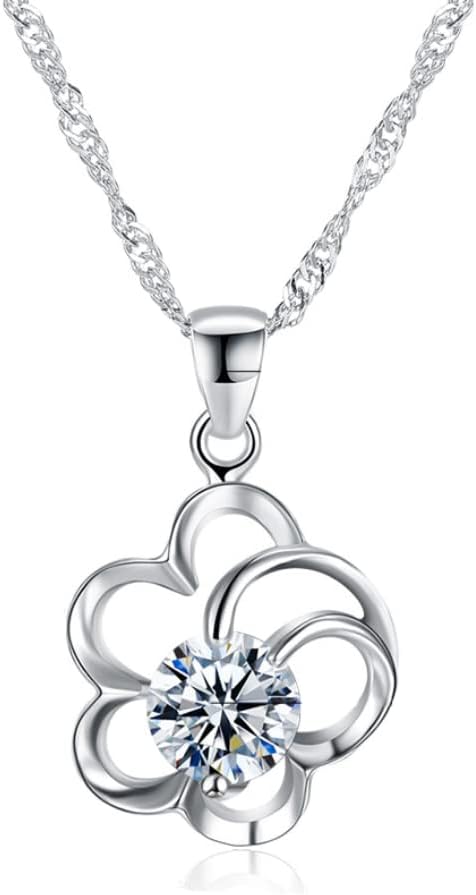 Gasin Fashion Trends 925 Sterling silver Plum blossom pendant Necklace for a girl’s birthday Gift Good luck necklace Jewelry personalized birthday gift or girlfriend gift