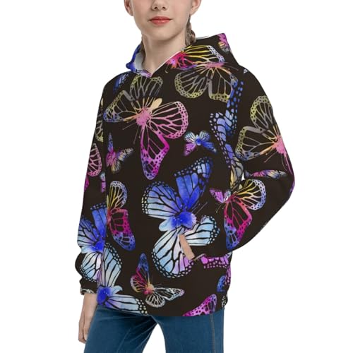 Silhouettes of Rainbow Butterflies Kid Hoodies Boys Sweatshirts Girls Pullover with Pocket2