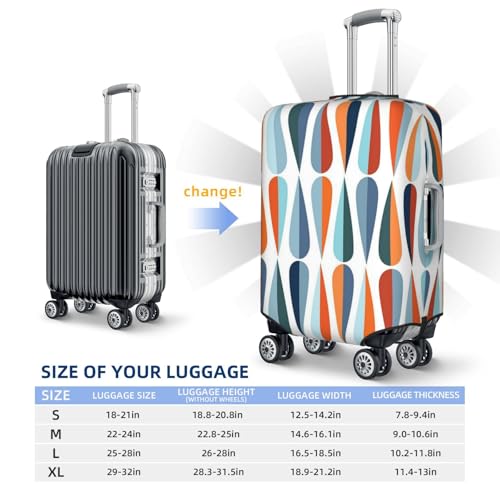 Mid Century Modern With Drop Shapes Print Luggage Suitcase Covers Elastic Washable Luggage Protector Luggage Covers For Suitcase 6