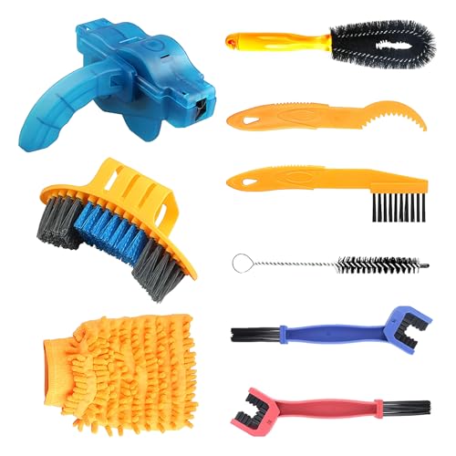 9 Pcs Kit Limpieza Bicicleta,Limpiador de Cadena de Bicicleta,Cepillo de Limpieza Para Bicicleta,Juego de Limpieza para Bicicleta,Para Cadena de Bicicleta,Neumáticos,Rueda Dentada