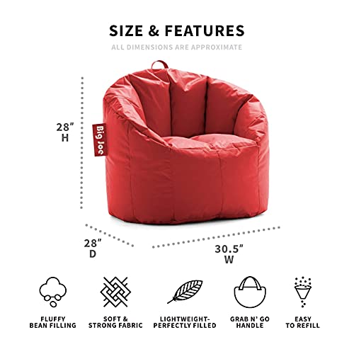 Big Joe Milano Bean Bag Chair, Red Smartmax, Durable Polyester Nylon Blend, 2.5 Feet #TOP2