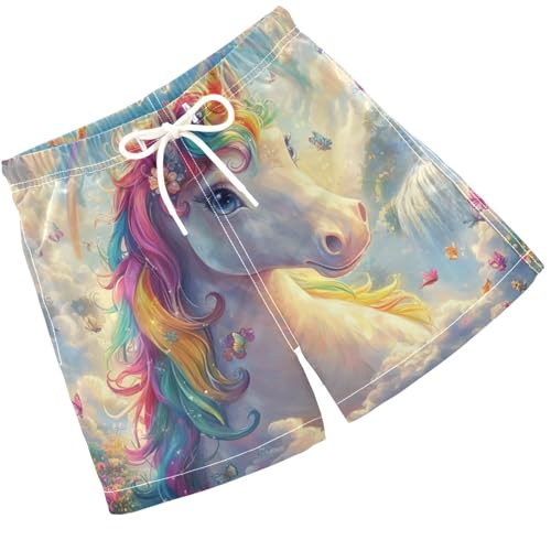 Pigsaly Boys Swim Trunks Unicorns Rainbow Water Boys Board Shorts Swimsuit Swimwear Summer Bathing Suit 2T