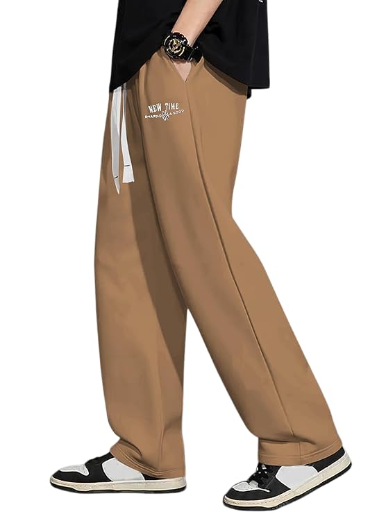 Image of Samfor Mid-Rise Stretchable Joggers in Premium Polycotton Comfort Blend for Street and Lounge Wear - Korean Style Baggy Track Pants for Men