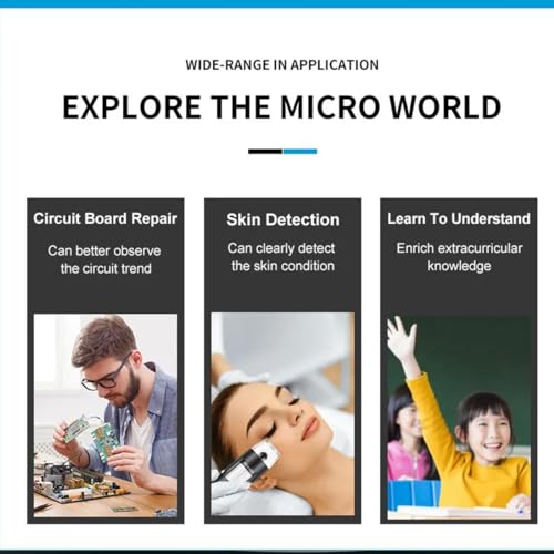 Image of Tobo Digital 50X to 1000X Magnification, USB Microscope with 8 LED HD 1080P 2MP Camera, Handheld Microscope Endoscope Magnifier- TD-585IM.