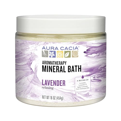 Aura Cacia Aromatherapy Mineral Bath, Relaxing Lavender, 16 Ounce jar (Pack of 2)