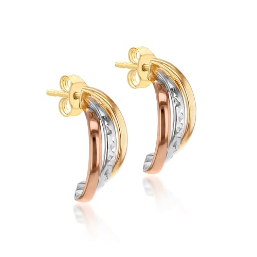 Demi-Créoles Clous en or 9ct bicolore, le cadeau idéal pour femme