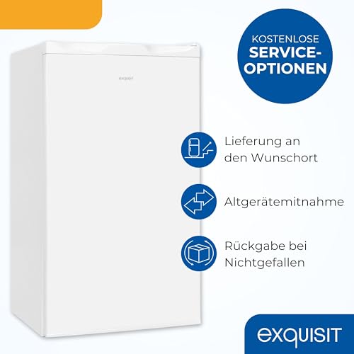 Exquisit Gefrierschrank | 63 l Nutzinhalt, Energieeffizienzklasse E, 39 dB(A) | kompakte Bauform, 4-Sterne-Gefrieren, manuelle Temperaturregelung, wechselbarer Türanschlag | GS5111-330E weiss