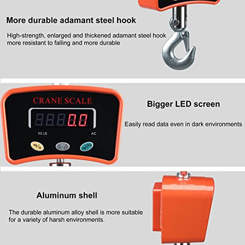 Reshy Digital Crane Scale 1000Lb/500Kg Digital Hanging Scale Industrial Heavy Duty Crane Scale For Farm,Factory,Construction,Hunting(Orange) #TOP3