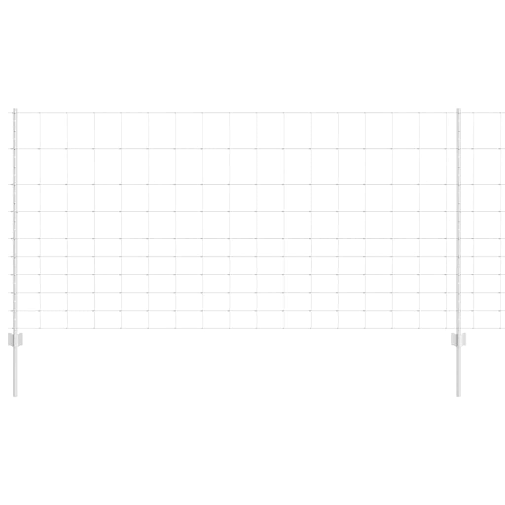 Steel Outdoor Fence with Posts 1.2 x 50 m Silver Garden Privacy Screen Panel Set for Terrace Patio Boundary