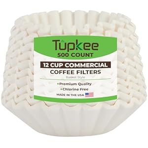 Tupkee Large Coffee Filters 12 Cup – (500 Count) 9.75″ x 4.25″ Tall Walled Premium Coffee Filter to Prevent Messy Ground Overflow – Compatible with Bunn Commercial & Large Home Machines – Made in USA