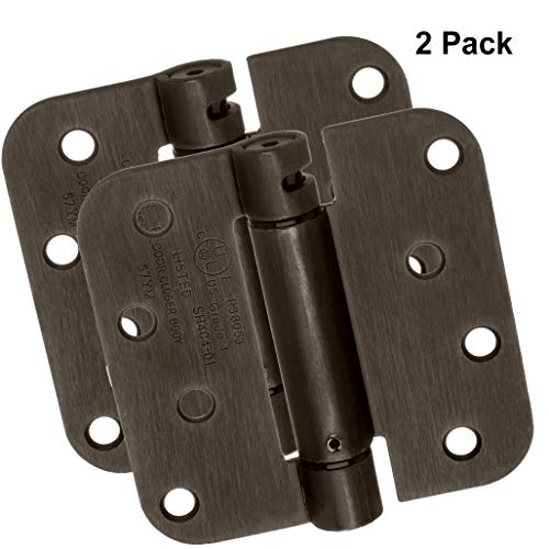 Dynasty Hardware 4 Inch Spring Loaded Door Hinge Self Closing With 5/8" Radius Corners, Oil Rubbed Bronze - Pack Of 2 Hinges #TOP1