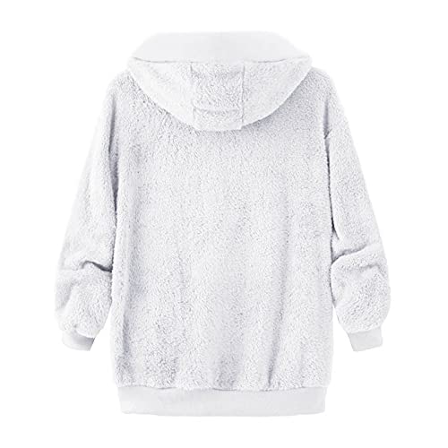 Meggsnle Teddy Fleecejacke für Damen Fleecejacke Flauschjacke Herbst Winter Mantel Einfarbig Langarm Stehkragen Oberbekleidung Plüschjacke Reißverschluss Blase Fleecejacke – Bild 6