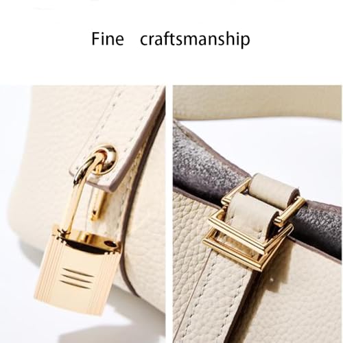 Genuine Leather Bucket Bag, Tote Bag, Genuine Leather Lock Design, Vegetable Basket, Versatile Shoulder Handbag4