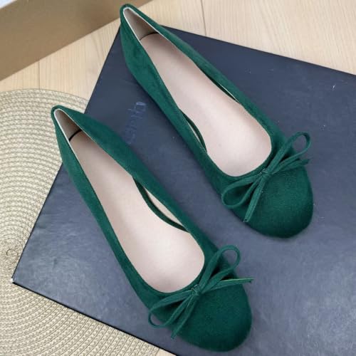 Image of TN TANGNEST Women's Velvet Flats Round Toe Ballet Shoes | Elegant Bowknot Flats Comfortable Casual Slip On Flats for Work