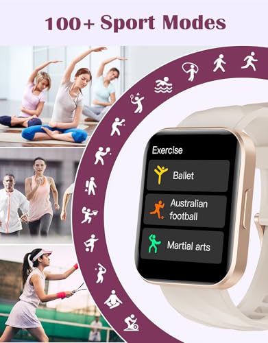 Image of RUIMEN Smart Watches for Women Men (Answer /Make Calls) Compatible with iPhone /Android Phones, 1.85 inch HD Screen Fitness Tracker Heart Rate Monitor 100+ Sports Tracker Watch Waterproof (Milky White)