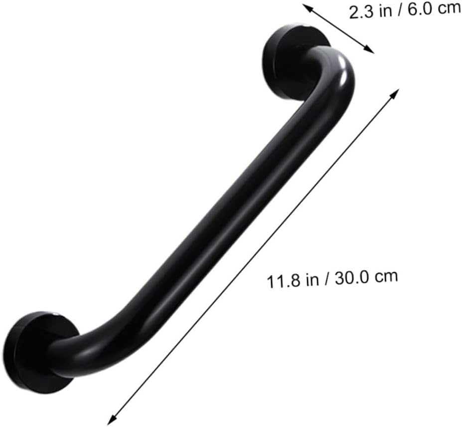 2pcs Non-Slip Bathroom Grab Bar Black Aluminium Handrail Anti-Slip Shower Handgrip for Elderly Mobility Support and Safety in Bathtubs