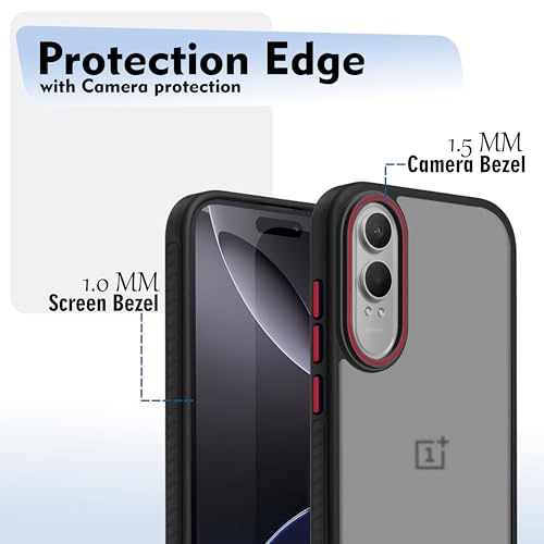 Image of V-TAN Back Cover Oneplus Nord CE4 Lite 5G Compatible Case, Matte Finish Transparent Case, TPU, Camera Protective Shockproof Cover (Black)