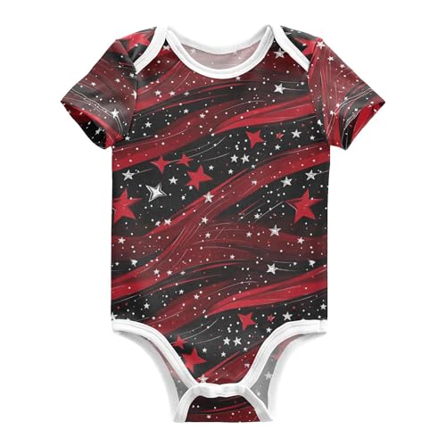 Wudan Stars Red 4th July Toddler Boy Clothes Button Down Cotton Baby Girls Clothes for Infant Girls First Birthday 24M