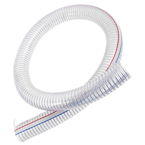 Healvian Manguera Espiral de PVC Alambre de Acero Transparente 1m Diámetro 32Mm*40Mm Resistente a Corrosión para Uso en Bombas de Agua y Sistemas Hidráulicos