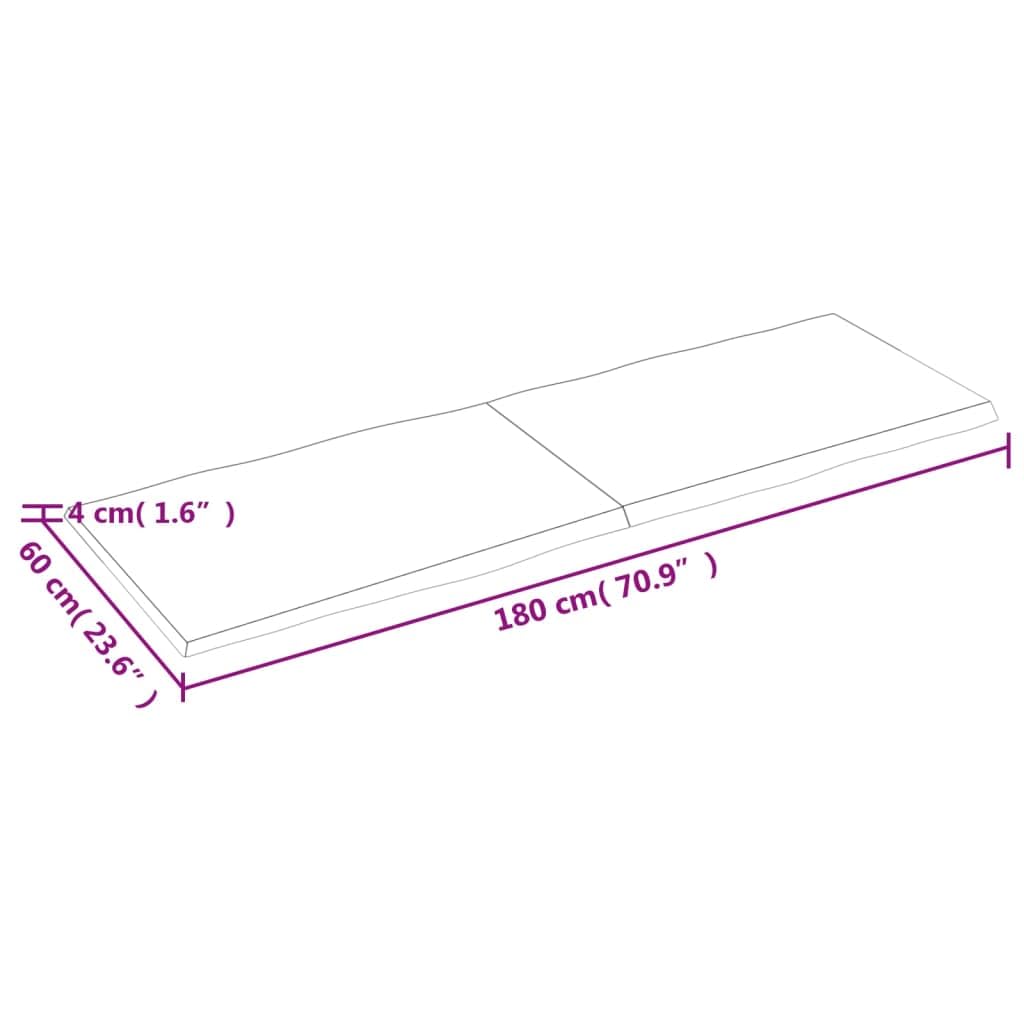 Homgoday Piano del tavolo marrone chiaro 180 x 60 x (2-4) cm in legno massello trattato Live Edge, piano di ricambio per cucina e caffè, tavolo da pranzo, scrivania, piano di lavoro, mobili da banco