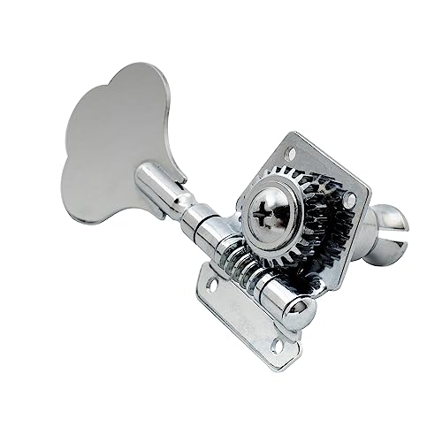Image of Musiclily Basic 2R2L 24:1 Ratio Open Gear Machine Heads Tuners Tuning Pegs Keys with Clover Button for Ibanez Style Electric Bass, Chrome