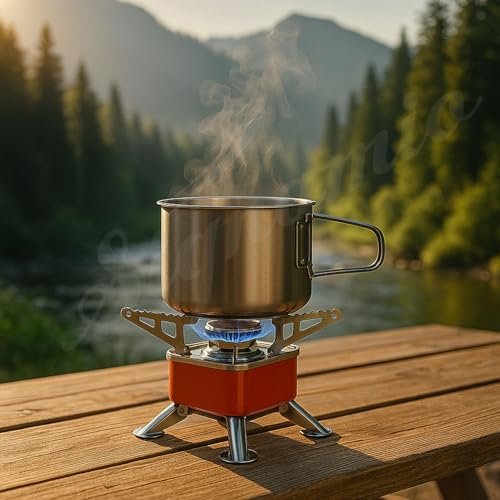 Image of Signamio Camping Gas Stove - Mini Gas Stove, Portable Gas Stove for Outdoor Adventures - Compact, Lightweight Design for Easy Transport and Quick Setup While Travelling