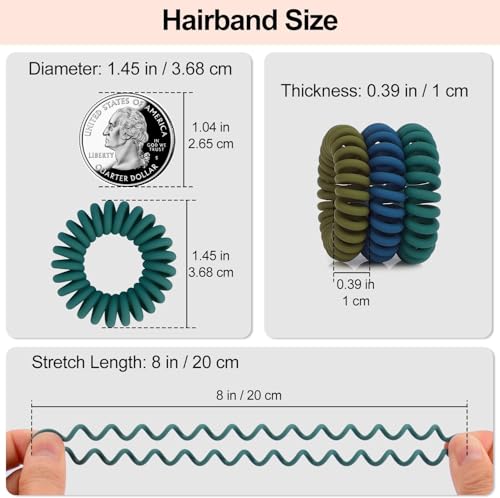 Image of BIRDWARE Rainbow Pack of 10 Colorful Telephone Wire Spiral Hair Ties Elastic hair bands, No-Crease Bands for Kids and Women
